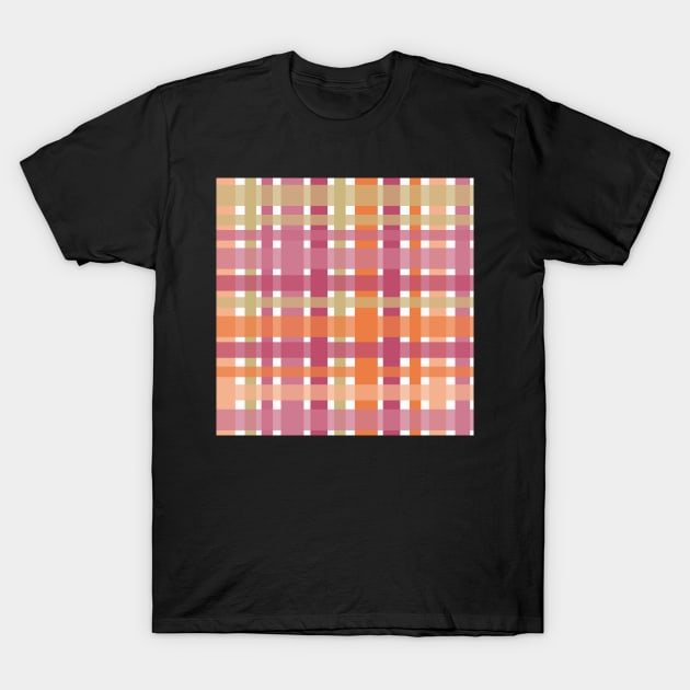 Modern tartan plaid in tones of berry pink and gorgeous orange T-Shirt by FrancesPoff